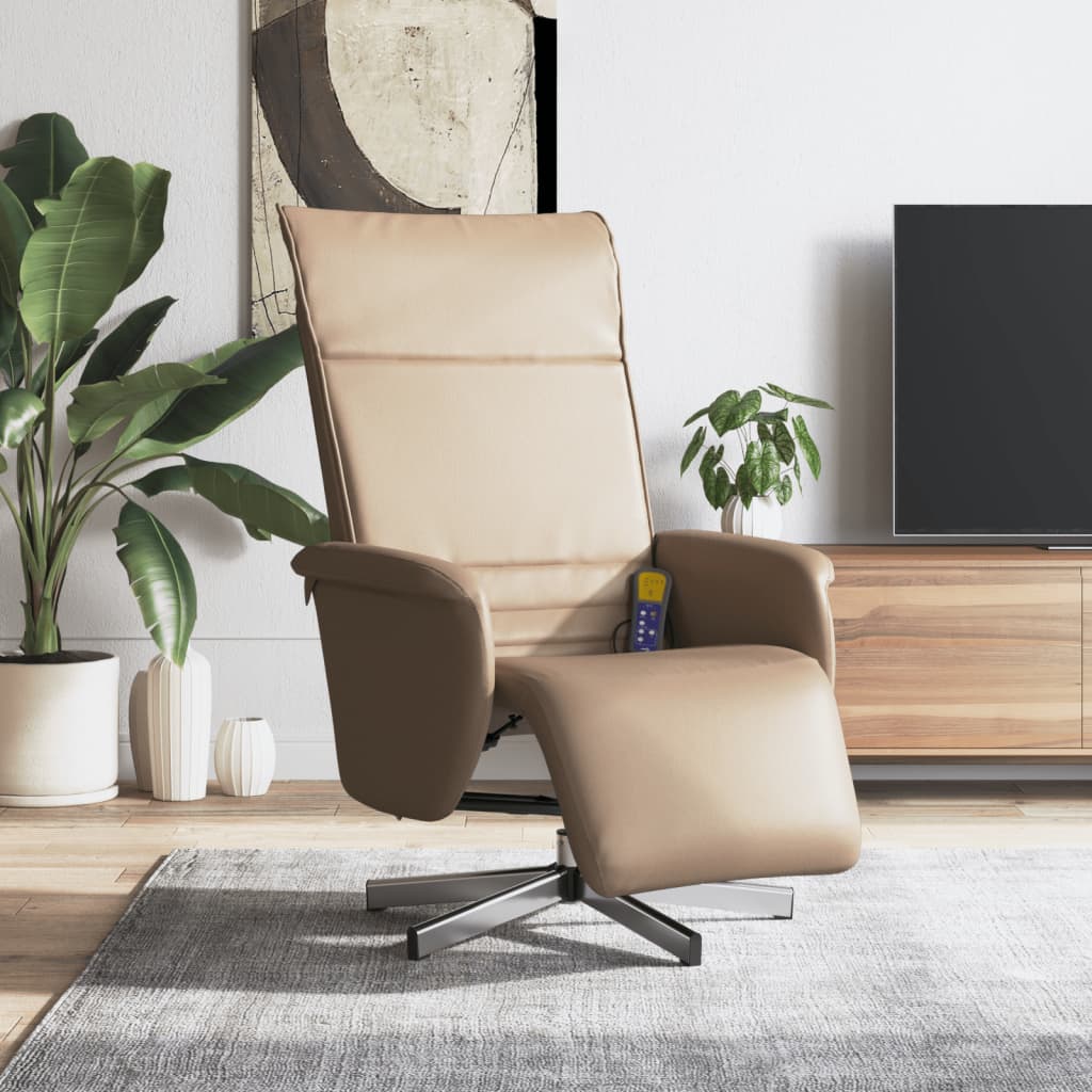Massagestoel verstelbaar met voetensteun kunstleer cappuccino is nu te koop bij PeponiXL, paradijselijk wonen!