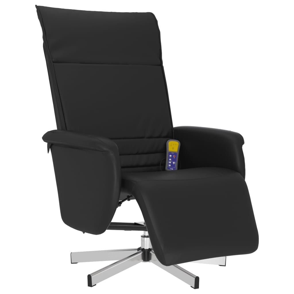 Massagestoel verstelbaar met voetensteun kunstleer zwart is nu te koop bij PeponiXL, paradijselijk wonen!
