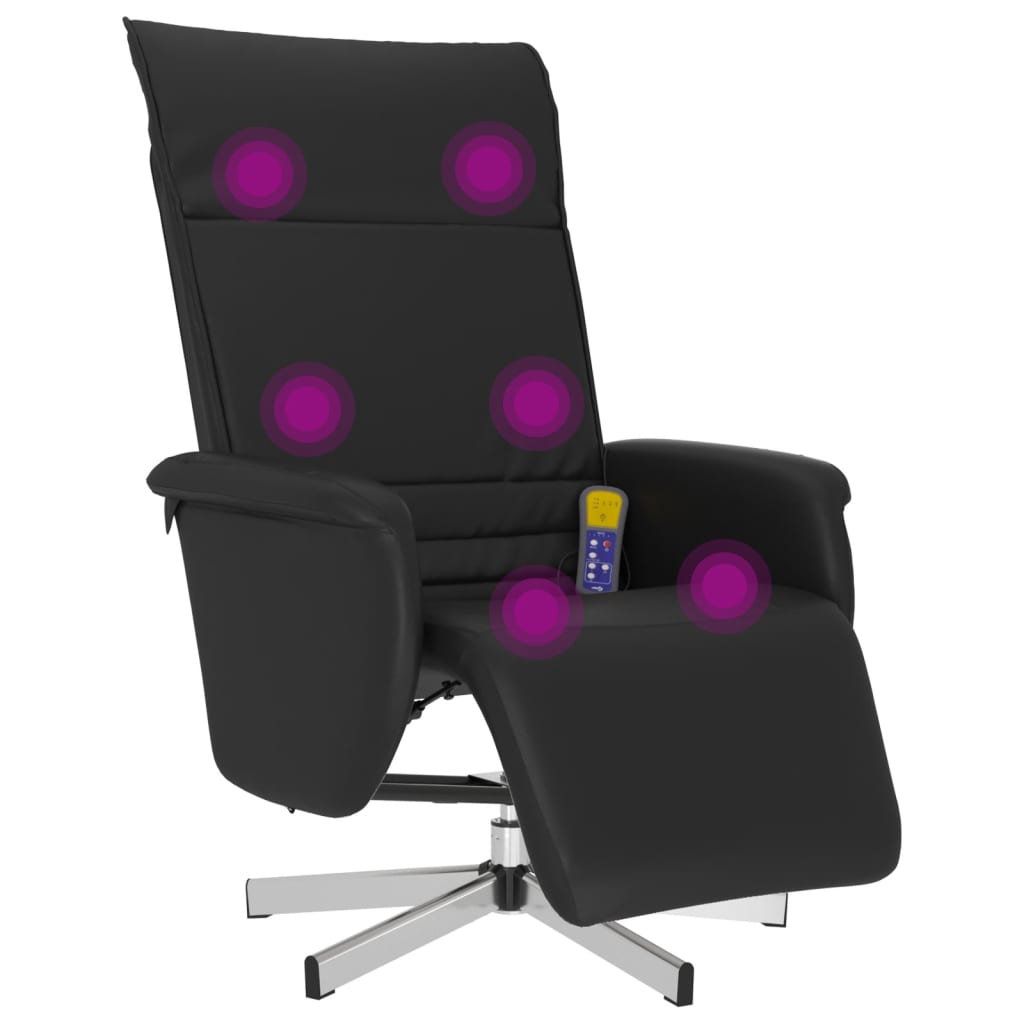 Massagestoel verstelbaar met voetensteun kunstleer zwart is nu te koop bij PeponiXL, paradijselijk wonen!