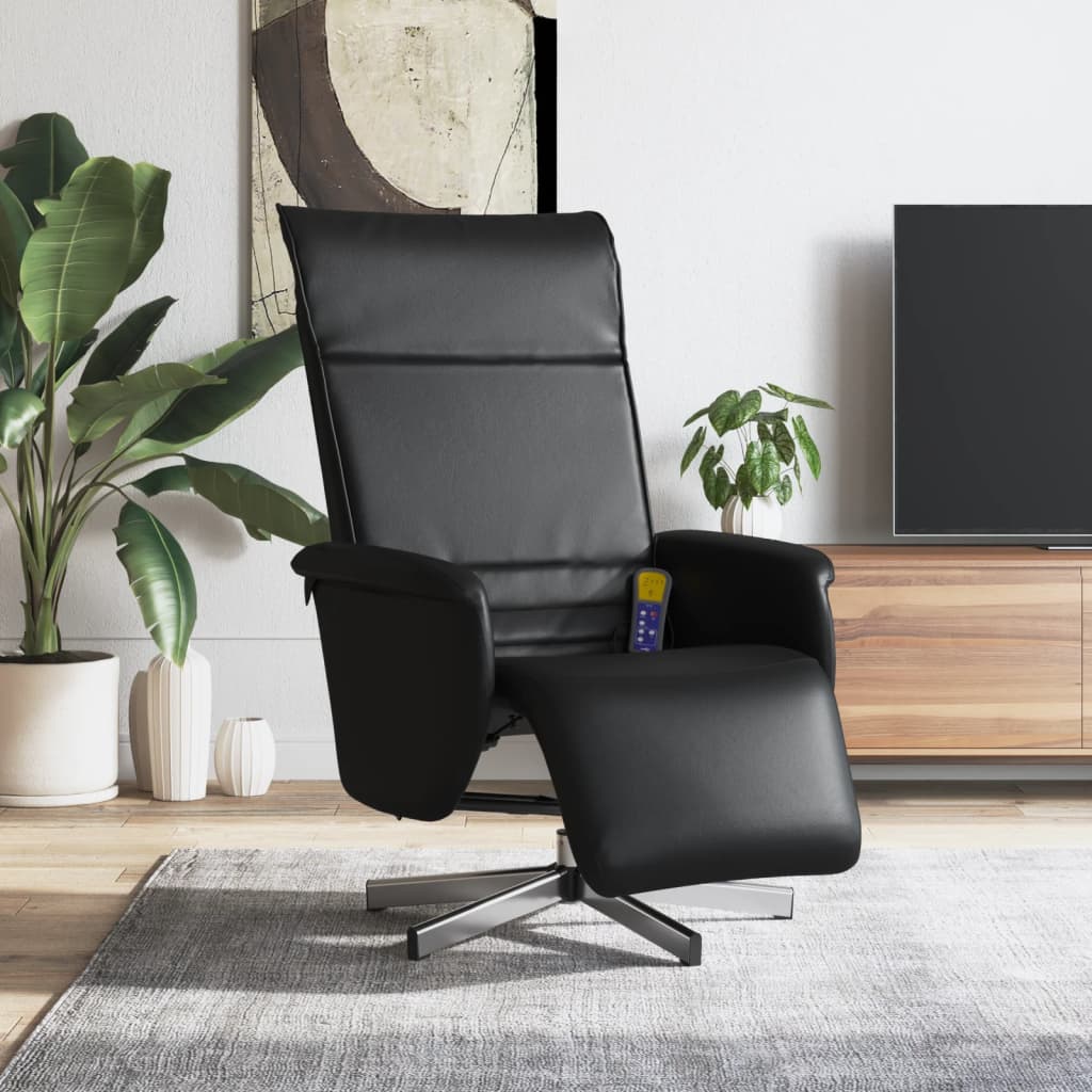 Massagestoel verstelbaar met voetensteun kunstleer zwart is nu te koop bij PeponiXL, paradijselijk wonen!