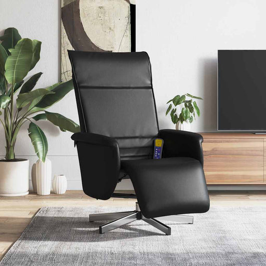 Massagestoel verstelbaar met voetensteun kunstleer zwart is nu te koop bij PeponiXL, paradijselijk wonen!
