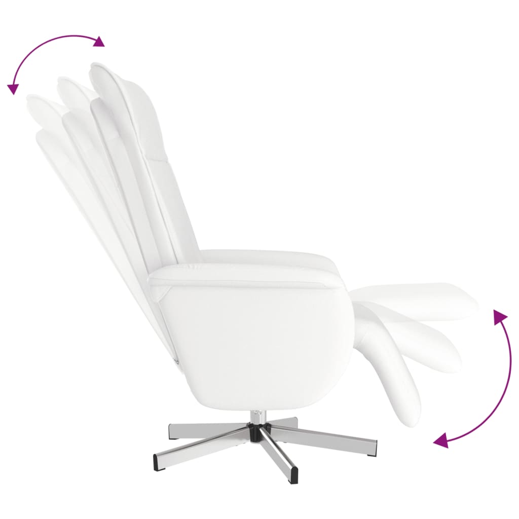 Massagestoel verstelbaar met voetensteun kunstleer wit is nu te koop bij PeponiXL, paradijselijk wonen!