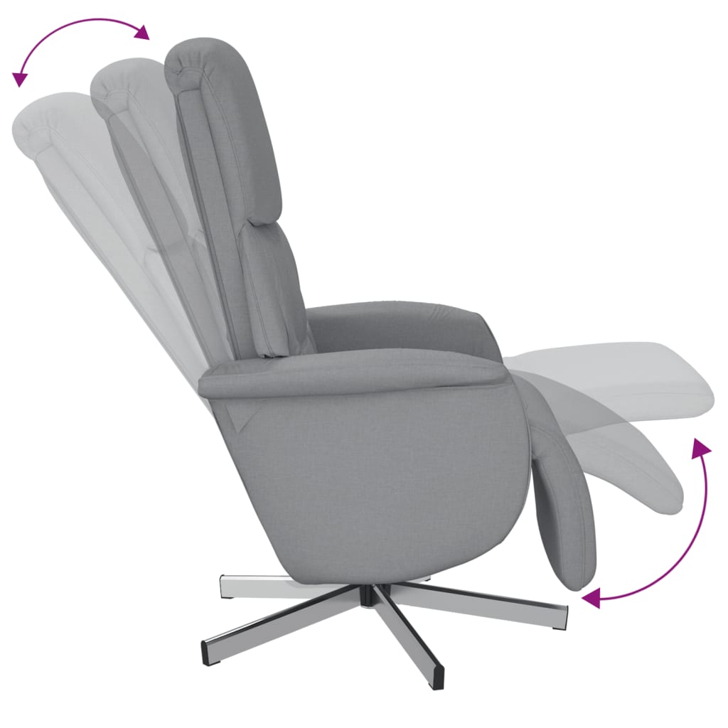 Fauteuil verstelbaar met voetensteun stof lichtgrijs is nu te koop bij PeponiXL, paradijselijk wonen!