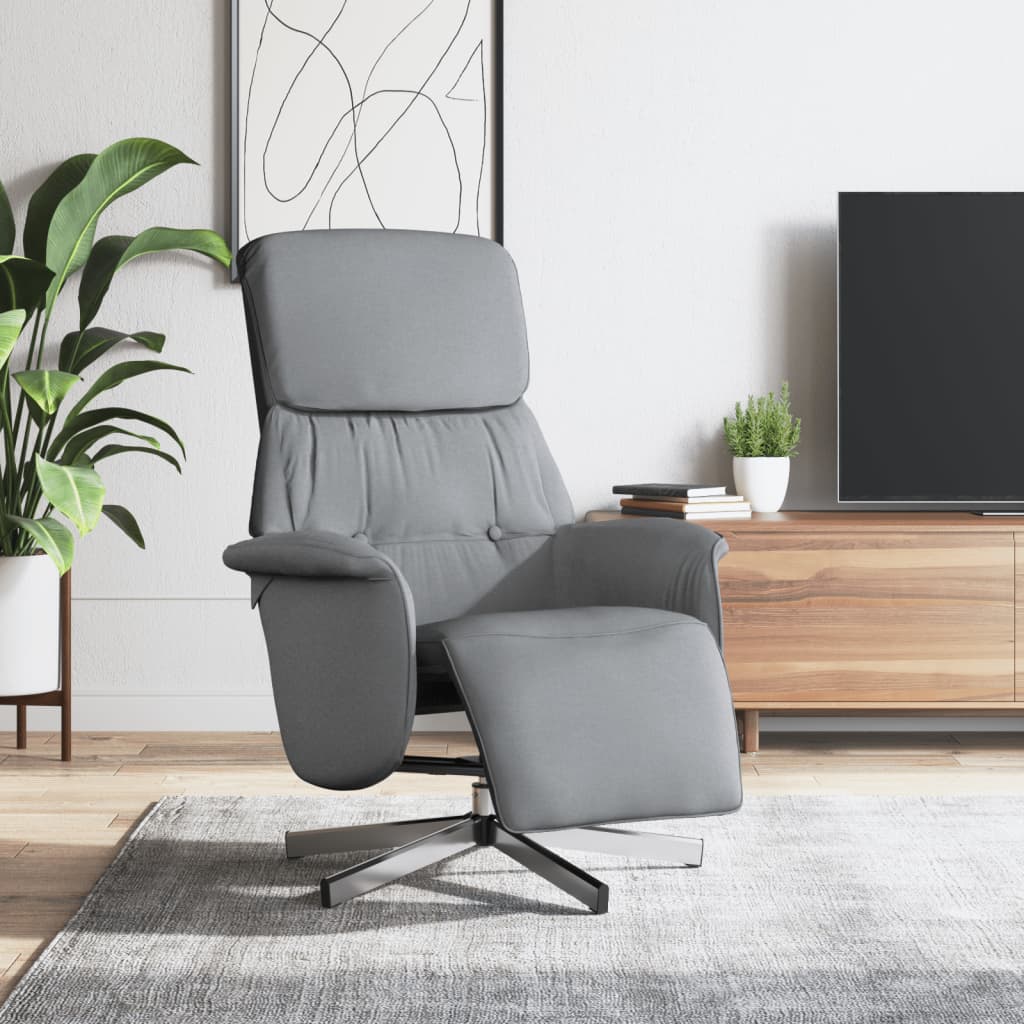 Fauteuil verstelbaar met voetensteun stof lichtgrijs is nu te koop bij PeponiXL, paradijselijk wonen!