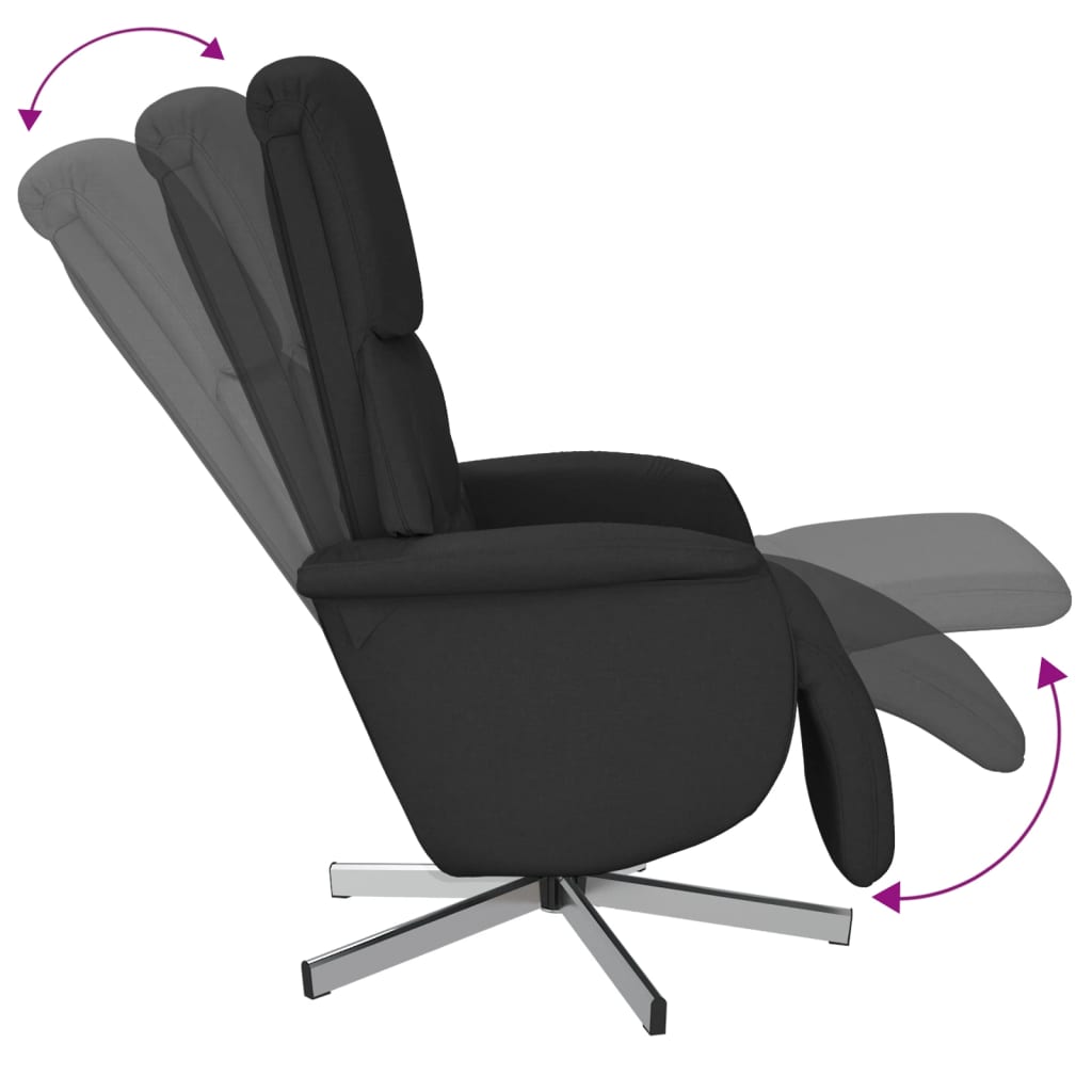 Fauteuil verstelbaar met voetensteun stof zwart is nu te koop bij PeponiXL, paradijselijk wonen!