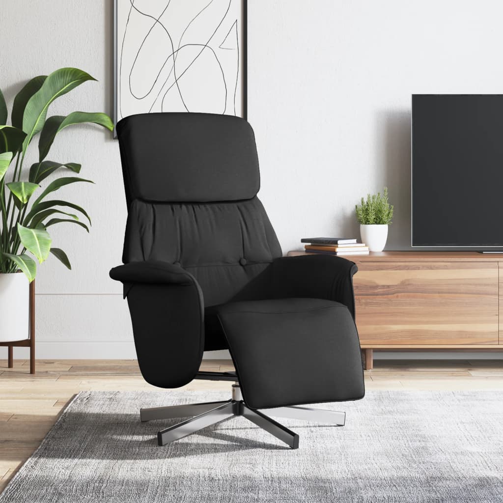 Fauteuil verstelbaar met voetensteun stof zwart is nu te koop bij PeponiXL, paradijselijk wonen!