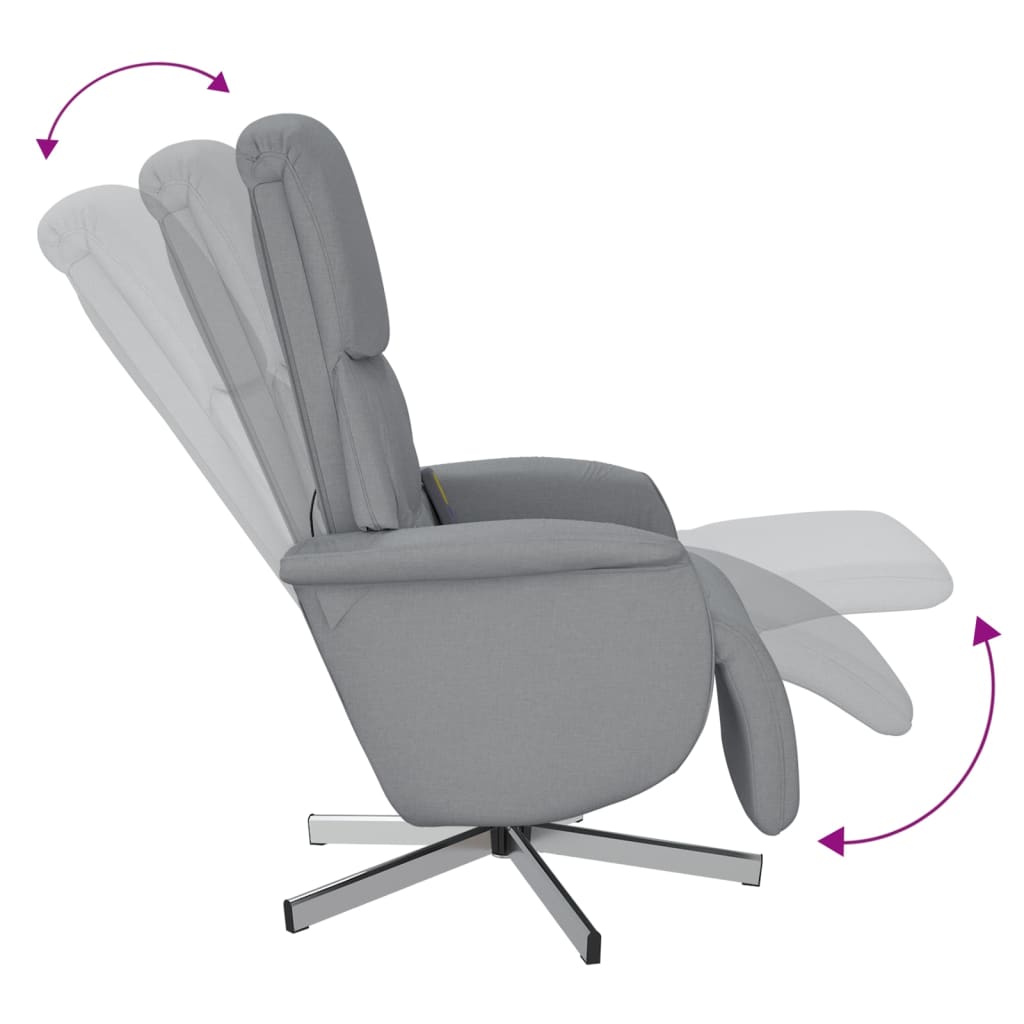 Massagestoel verstelbaar met voetensteun stof lichtgrijs is nu te koop bij PeponiXL, paradijselijk wonen!