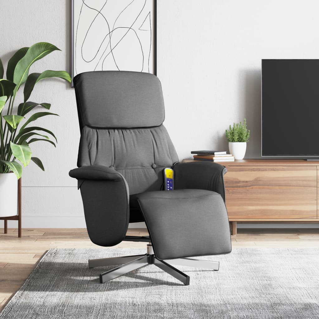 Massagestoel verstelbaar met voetensteun stof donkergrijs is nu te koop bij PeponiXL, paradijselijk wonen!