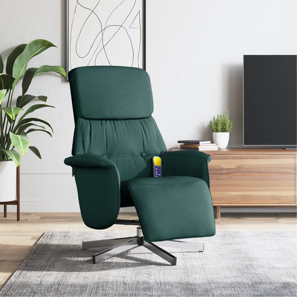 Massagestoel verstelbaar met voetensteun stof donkergroen is nu te koop bij PeponiXL, paradijselijk wonen!