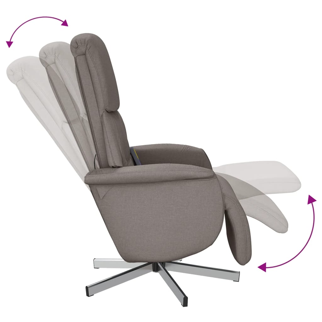 Massagestoel verstelbaar met voetensteun stof taupe is nu te koop bij PeponiXL, paradijselijk wonen!