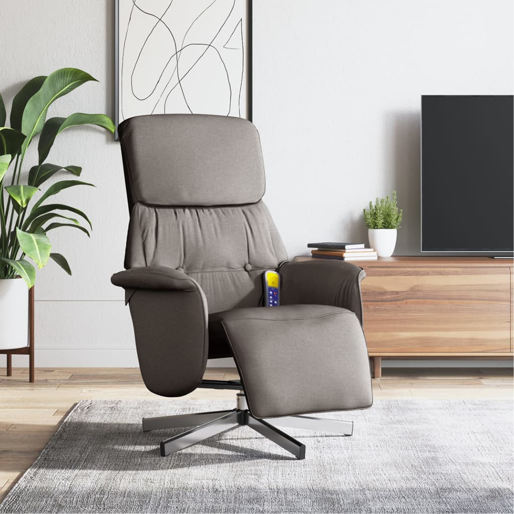 Massagestoel verstelbaar met voetensteun stof taupe is nu te koop bij PeponiXL, paradijselijk wonen!