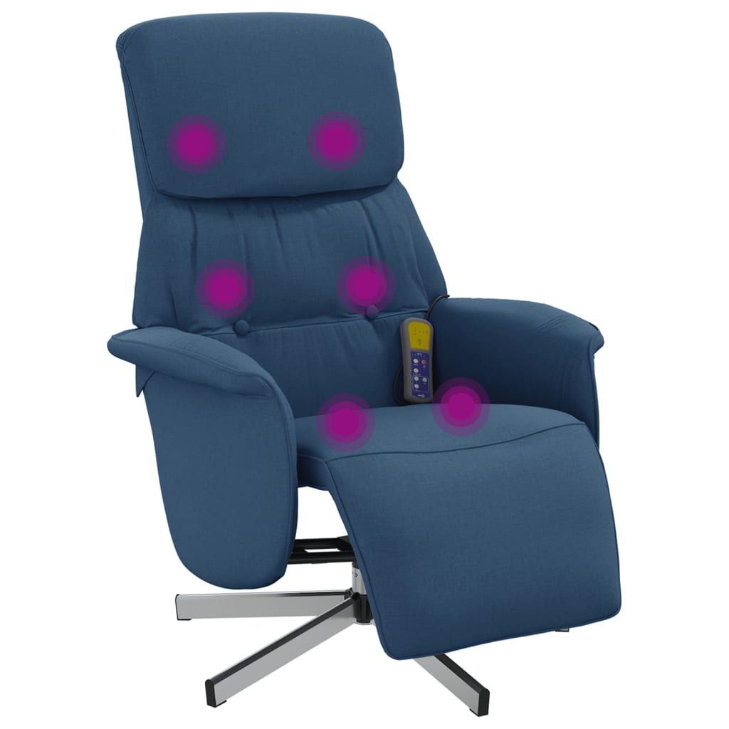Massagestoel verstelbaar met voetensteun stof blauw is nu te koop bij PeponiXL, paradijselijk wonen!