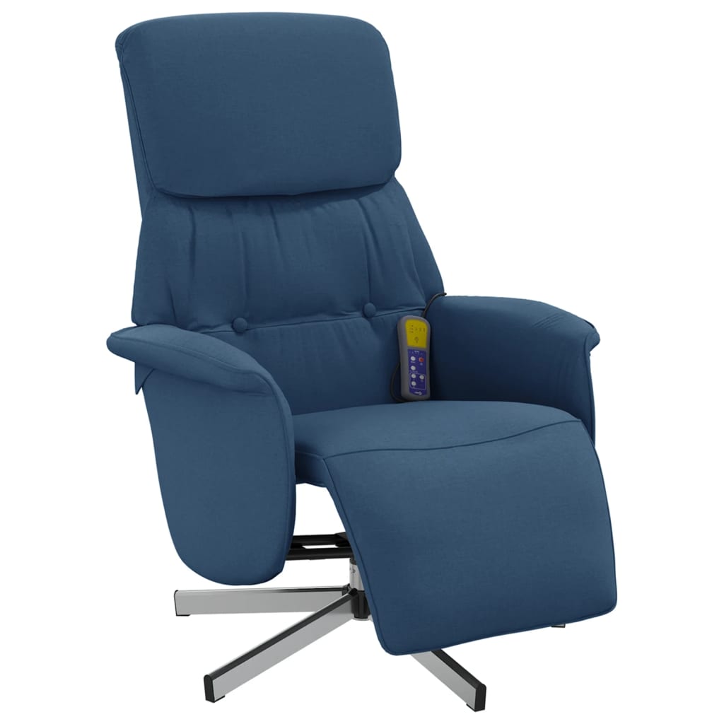 Massagestoel verstelbaar met voetensteun stof blauw is nu te koop bij PeponiXL, paradijselijk wonen!