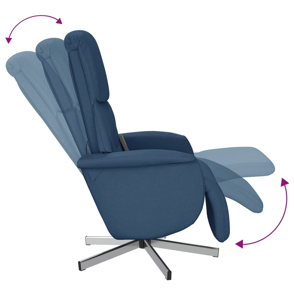 Massagestoel verstelbaar met voetensteun stof blauw is nu te koop bij PeponiXL, paradijselijk wonen!