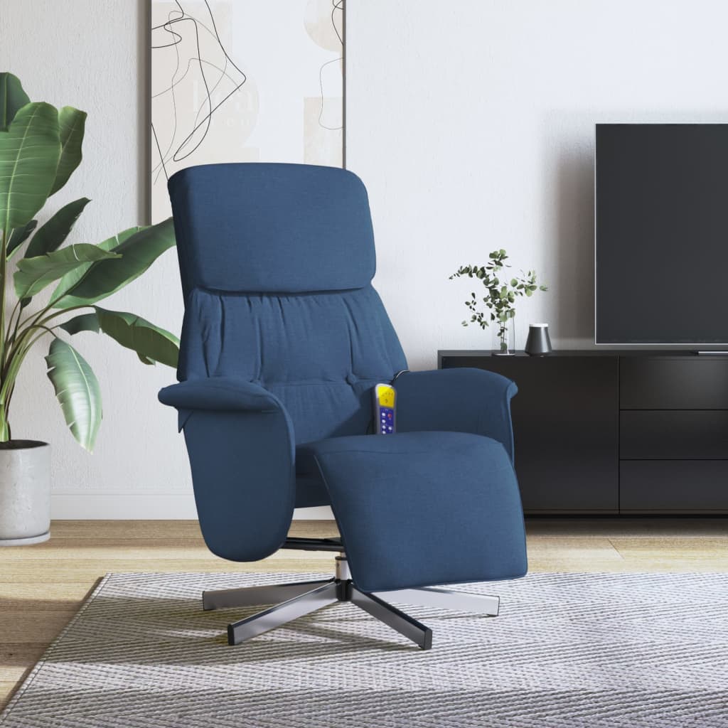 Massagestoel verstelbaar met voetensteun stof blauw is nu te koop bij PeponiXL, paradijselijk wonen!