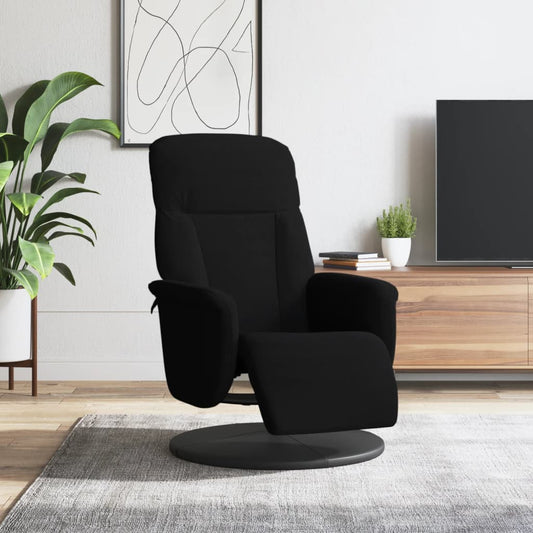 Fauteuil met voetensteun verstelbaar fluweel zwart is nu te koop bij PeponiXL, paradijselijk wonen!