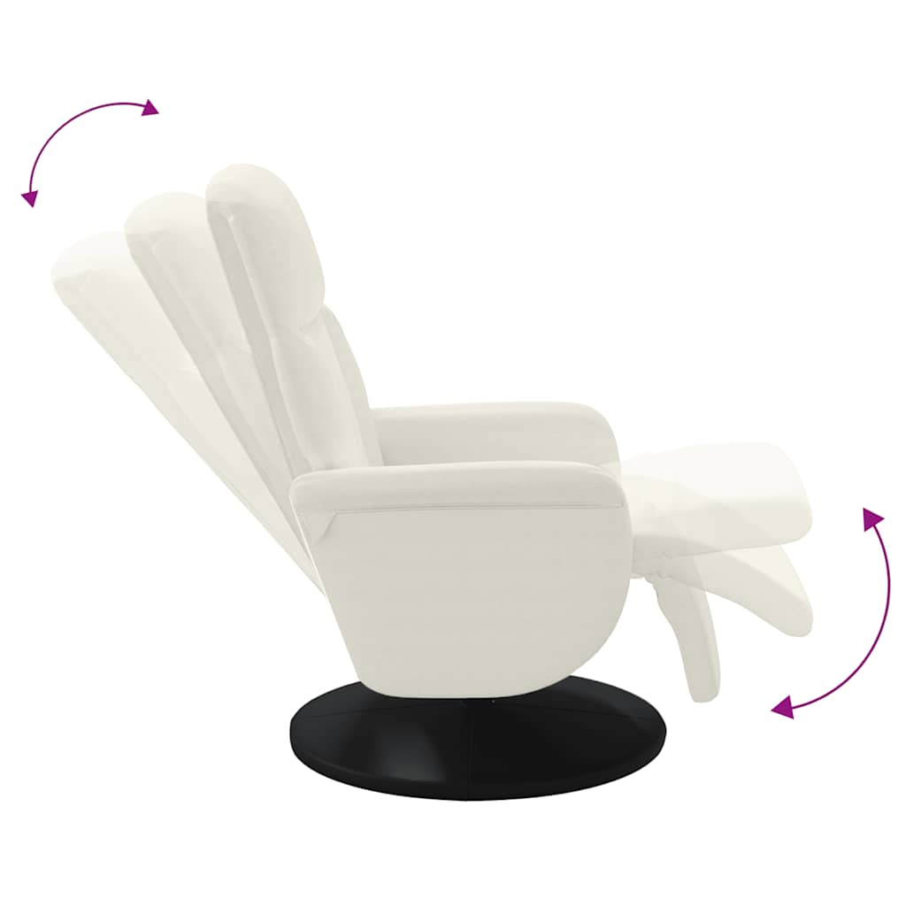 Fauteuil met voetensteun verstelbaar fluweel crèmekleurig is nu te koop bij PeponiXL, paradijselijk wonen!