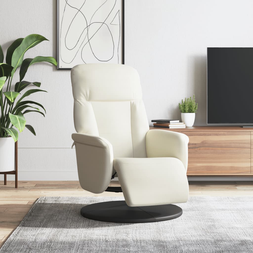 Fauteuil met voetensteun verstelbaar fluweel crèmekleurig is nu te koop bij PeponiXL, paradijselijk wonen!