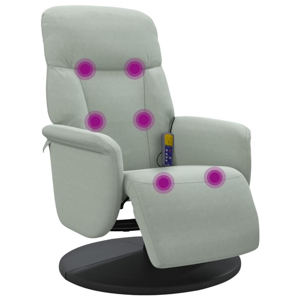 Massagestoel verstelbaar met voetensteun fluweel lichtgrijs is nu te koop bij PeponiXL, paradijselijk wonen!