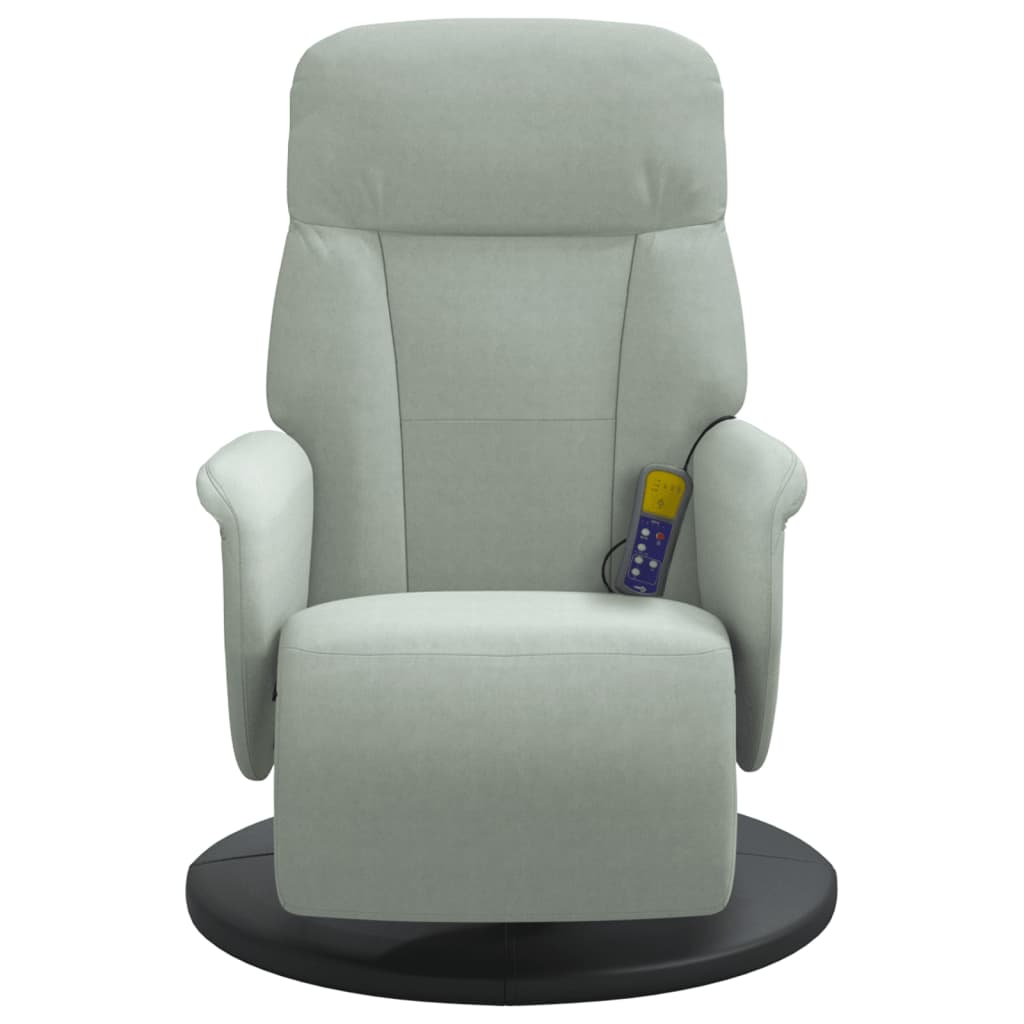 Massagestoel verstelbaar met voetensteun fluweel lichtgrijs is nu te koop bij PeponiXL, paradijselijk wonen!