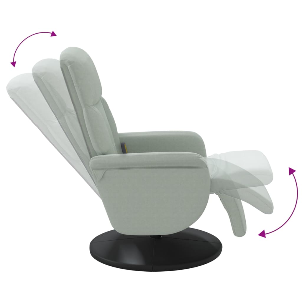 Massagestoel verstelbaar met voetensteun fluweel lichtgrijs is nu te koop bij PeponiXL, paradijselijk wonen!