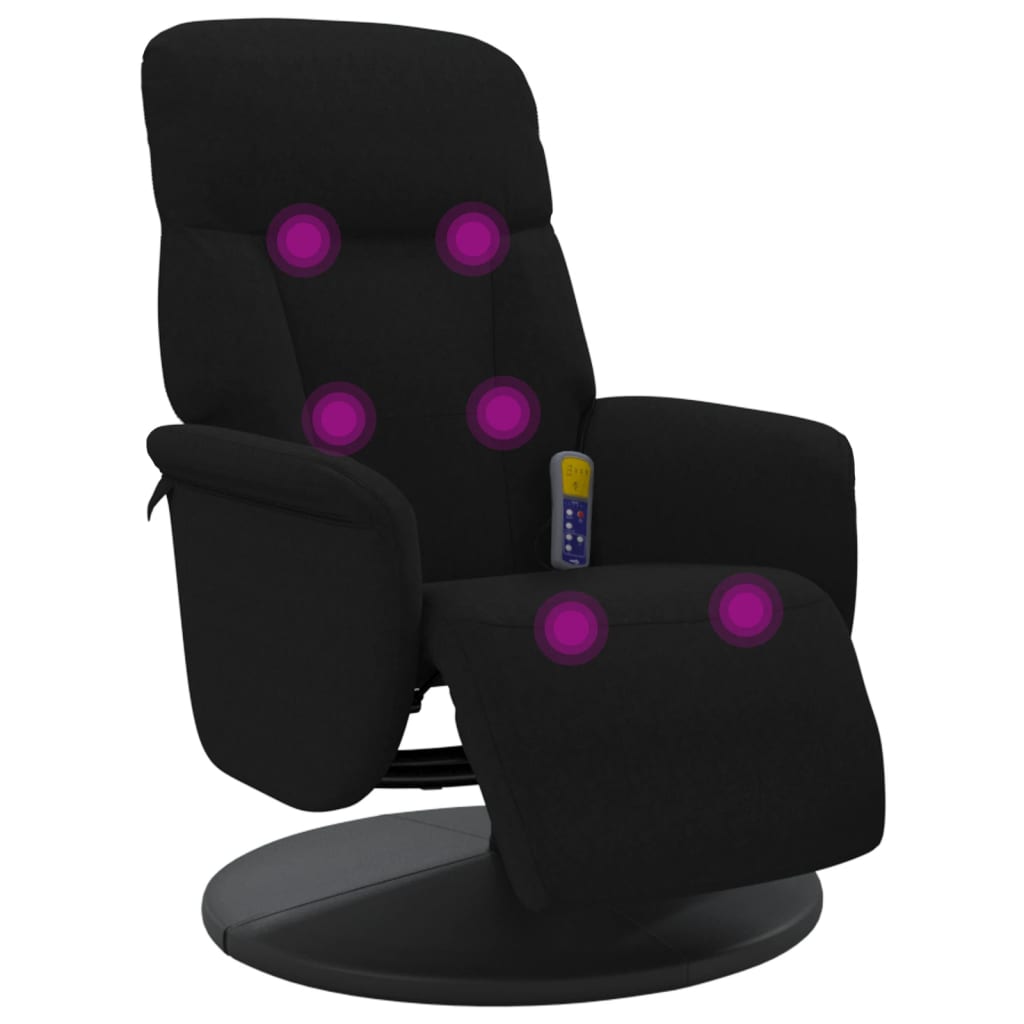 Massagestoel verstelbaar met voetensteun fluweel zwart is nu te koop bij PeponiXL, paradijselijk wonen!
