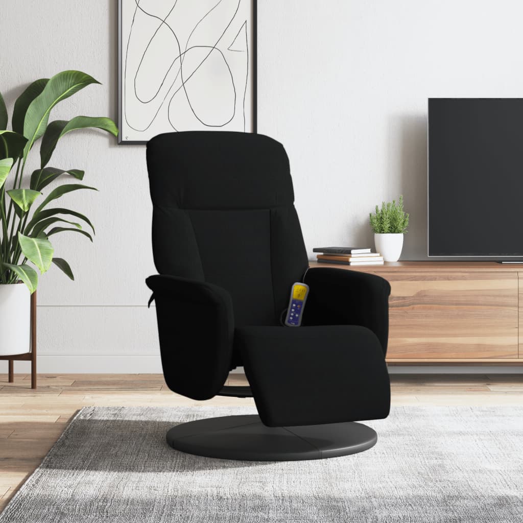 Massagestoel verstelbaar met voetensteun fluweel zwart is nu te koop bij PeponiXL, paradijselijk wonen!