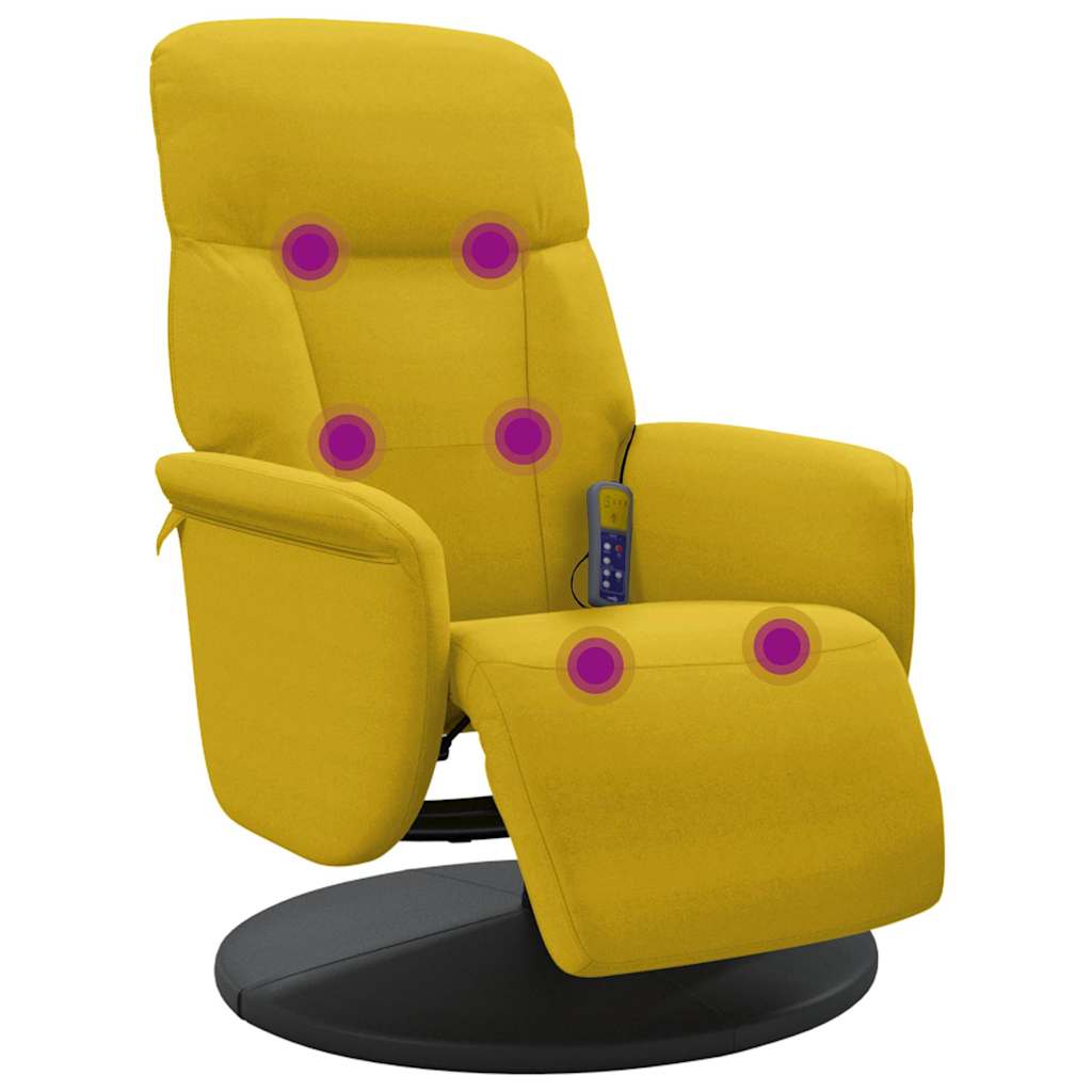 Massagestoel verstelbaar met voetensteun fluweel geel is nu te koop bij PeponiXL, paradijselijk wonen!