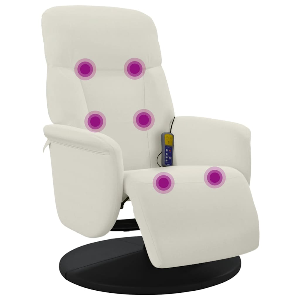 Massagestoel verstelbaar met voetensteun fluweel crèmekleurig is nu te koop bij PeponiXL, paradijselijk wonen!