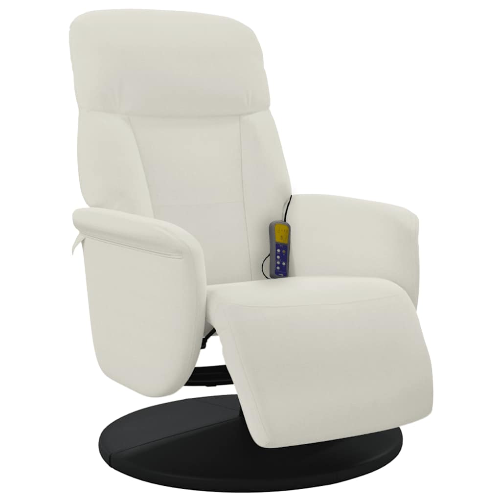 Massagestoel verstelbaar met voetensteun fluweel crèmekleurig is nu te koop bij PeponiXL, paradijselijk wonen!