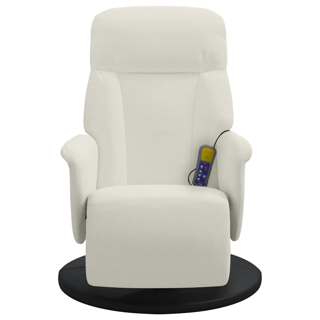 Massagestoel verstelbaar met voetensteun fluweel crèmekleurig is nu te koop bij PeponiXL, paradijselijk wonen!