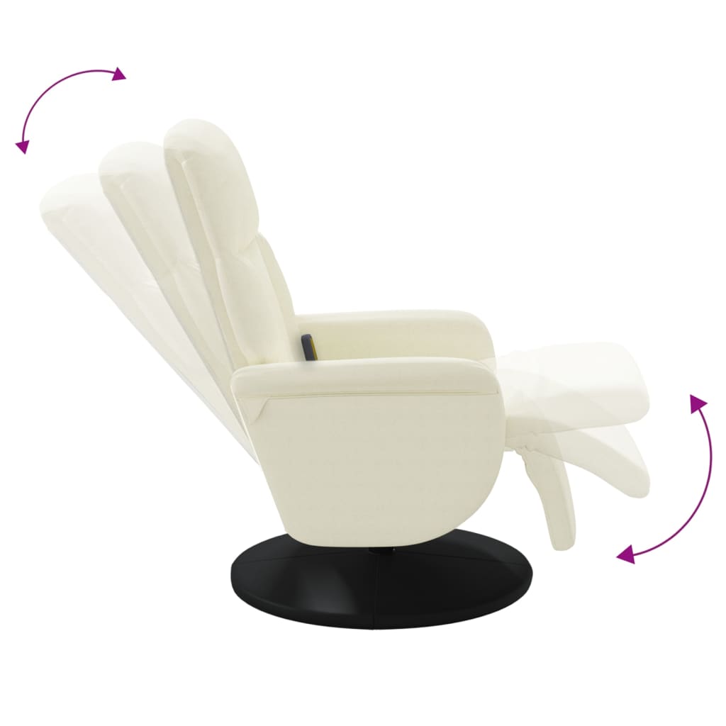 Massagestoel verstelbaar met voetensteun fluweel crèmekleurig is nu te koop bij PeponiXL, paradijselijk wonen!