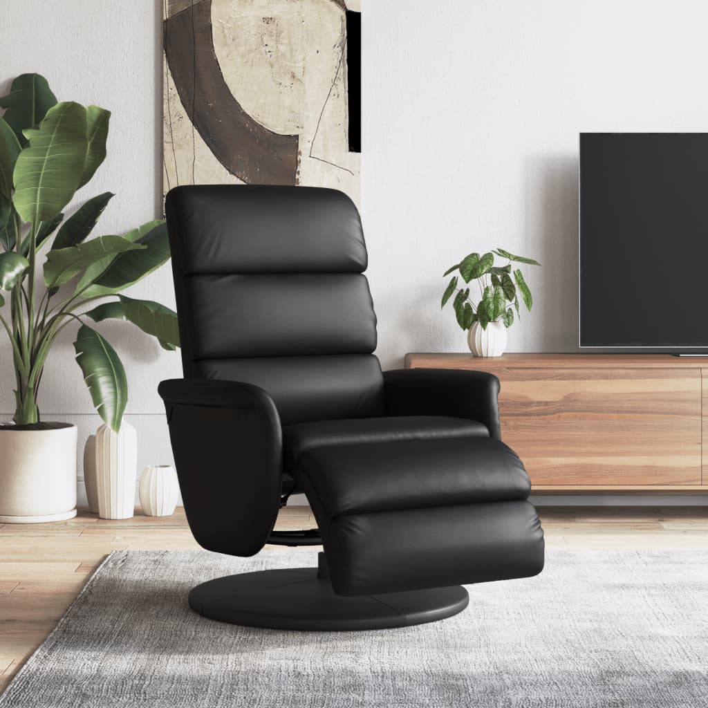 Fauteuil verstelbaar met voetensteun kunstleer zwart is nu te koop bij PeponiXL, paradijselijk wonen!