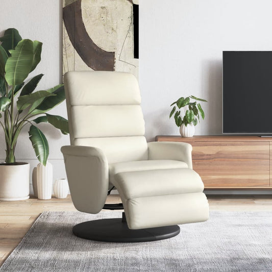 Fauteuil verstelbaar met voetensteun kunstleer crèmekleurig is nu te koop bij PeponiXL, paradijselijk wonen!