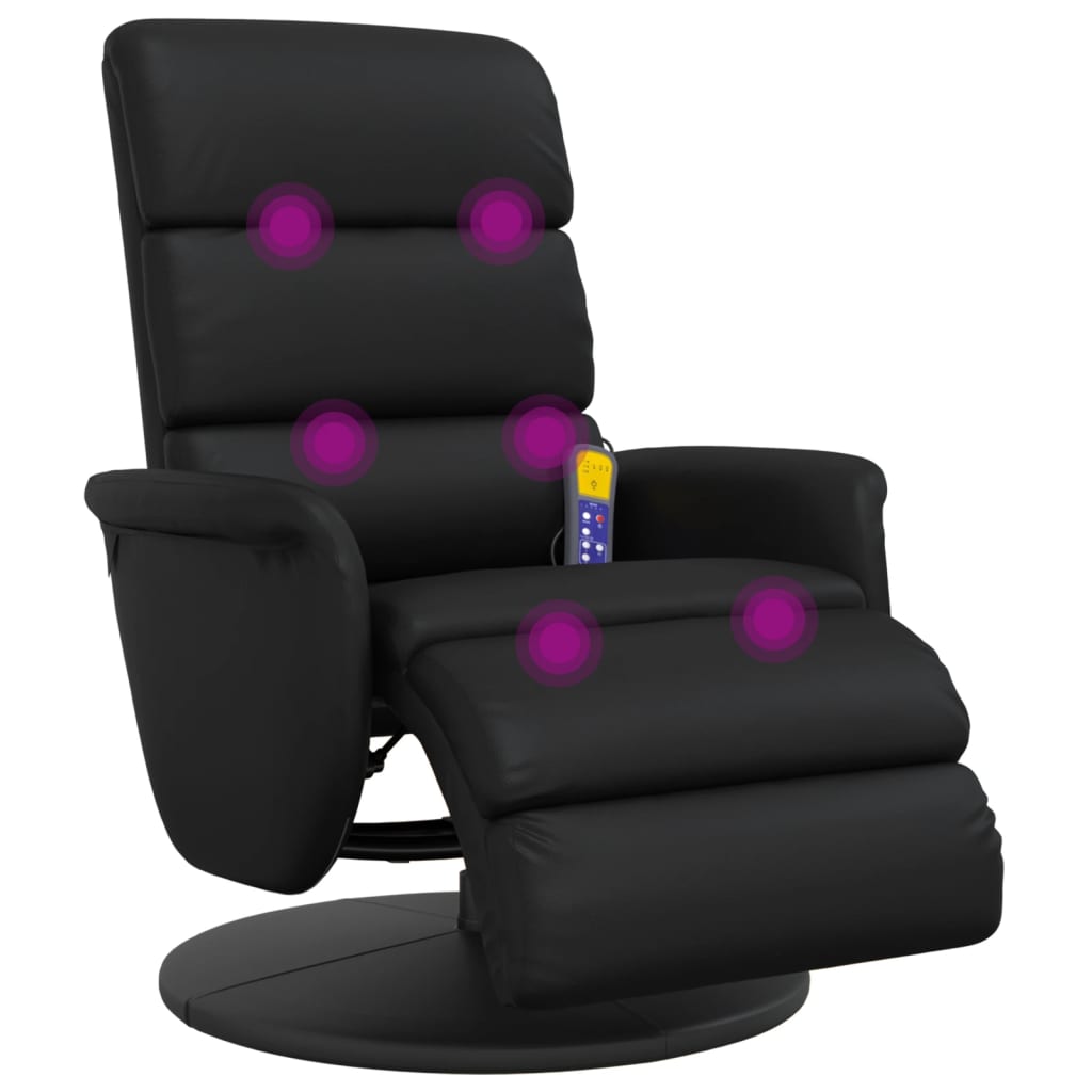Massagestoel verstelbaar met voetensteun kunstleer zwart is nu te koop bij PeponiXL, paradijselijk wonen!