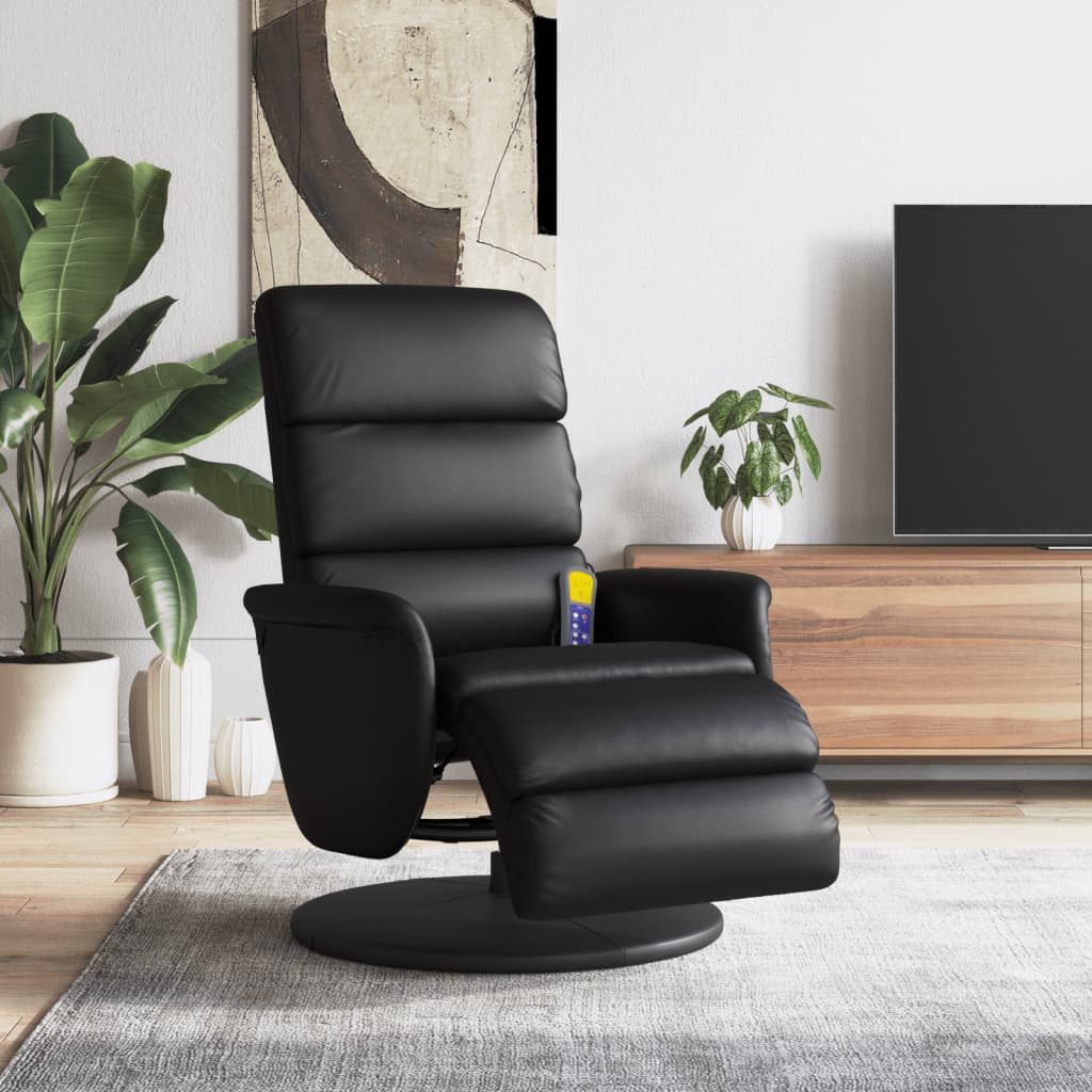 Massagestoel verstelbaar met voetensteun kunstleer zwart is nu te koop bij PeponiXL, paradijselijk wonen!