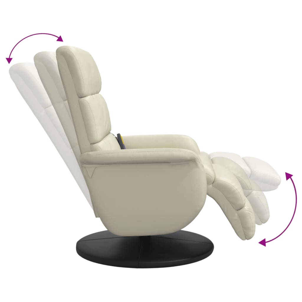 Massagestoel verstelbaar met voetensteun kunstleer crèmekleurig is nu te koop bij PeponiXL, paradijselijk wonen!