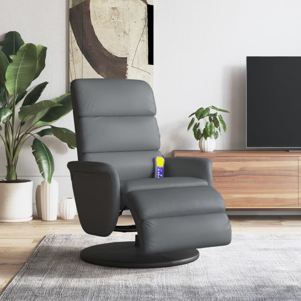 Massagestoel verstelbaar met voetensteun kunstleer grijs is nu te koop bij PeponiXL, paradijselijk wonen!