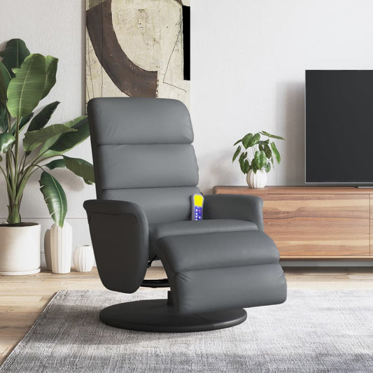 Massagestoel verstelbaar met voetensteun kunstleer grijs is nu te koop bij PeponiXL, paradijselijk wonen!