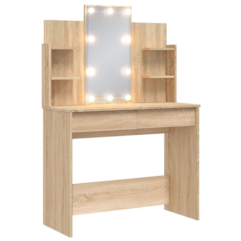 Kaptafel met LED-verlichting 96x40x142 cm sonoma eikenkleurig is nu te koop bij PeponiXL, paradijselijk wonen!