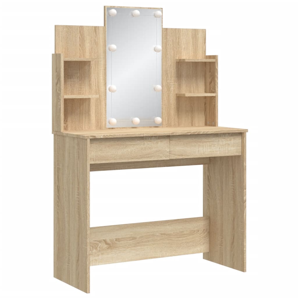 Kaptafel met LED-verlichting 96x40x142 cm sonoma eikenkleurig is nu te koop bij PeponiXL, paradijselijk wonen!