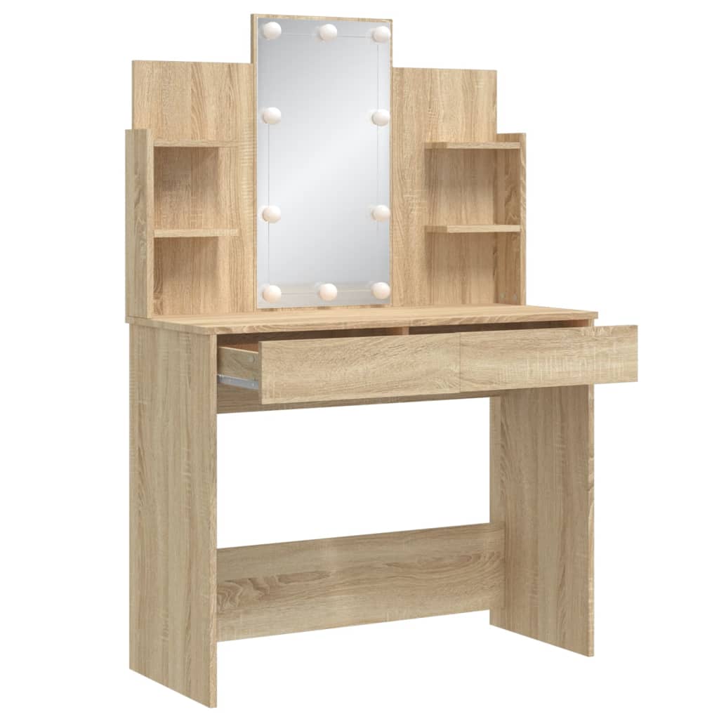 Kaptafel met LED-verlichting 96x40x142 cm sonoma eikenkleurig is nu te koop bij PeponiXL, paradijselijk wonen!