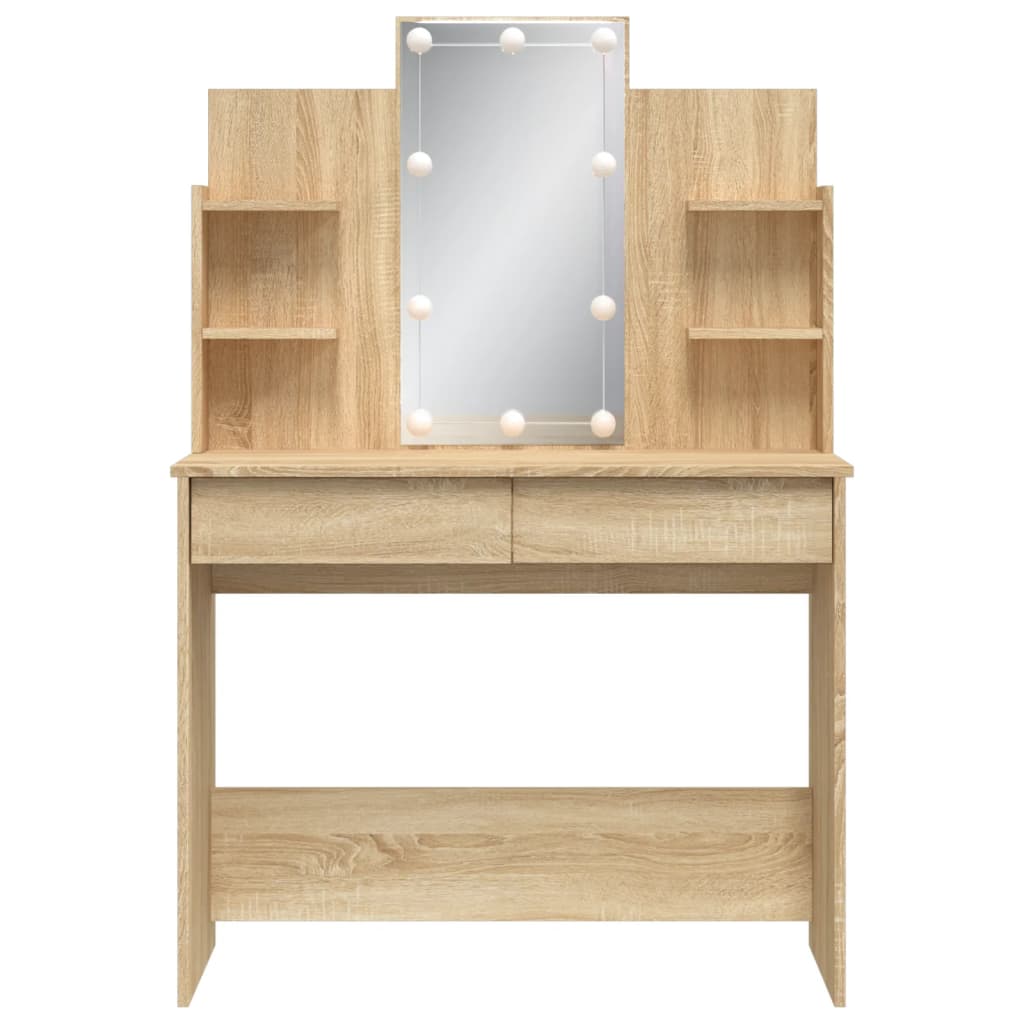 Kaptafel met LED-verlichting 96x40x142 cm sonoma eikenkleurig is nu te koop bij PeponiXL, paradijselijk wonen!
