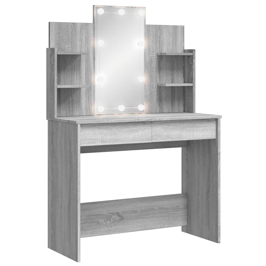 Kaptafel met LED-verlichting 96x40x142 cm grijs sonoma is nu te koop bij PeponiXL, paradijselijk wonen!