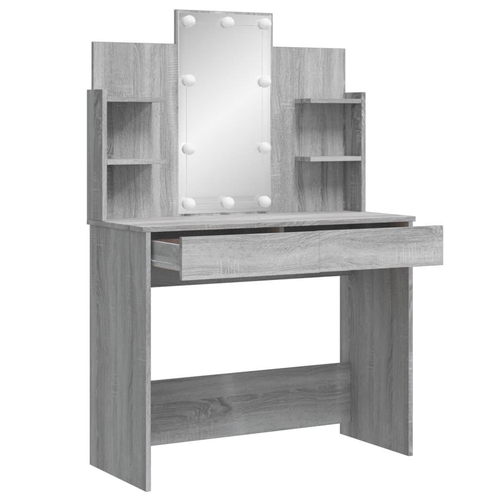 Kaptafel met LED-verlichting 96x40x142 cm grijs sonoma is nu te koop bij PeponiXL, paradijselijk wonen!