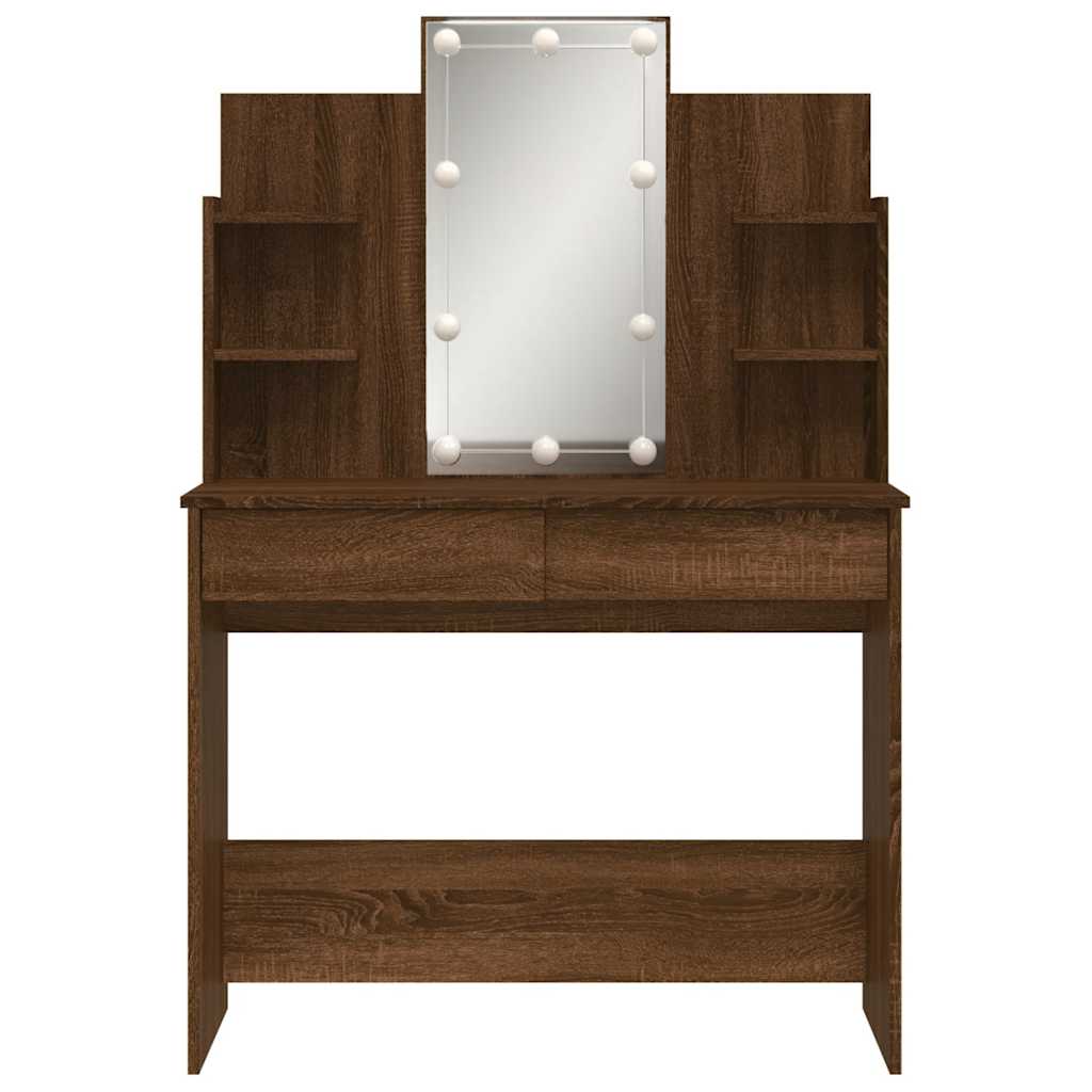 Kaptafel met LED-verlichting 96x40x142 cm bruin eikenkleur is nu te koop bij PeponiXL, paradijselijk wonen!