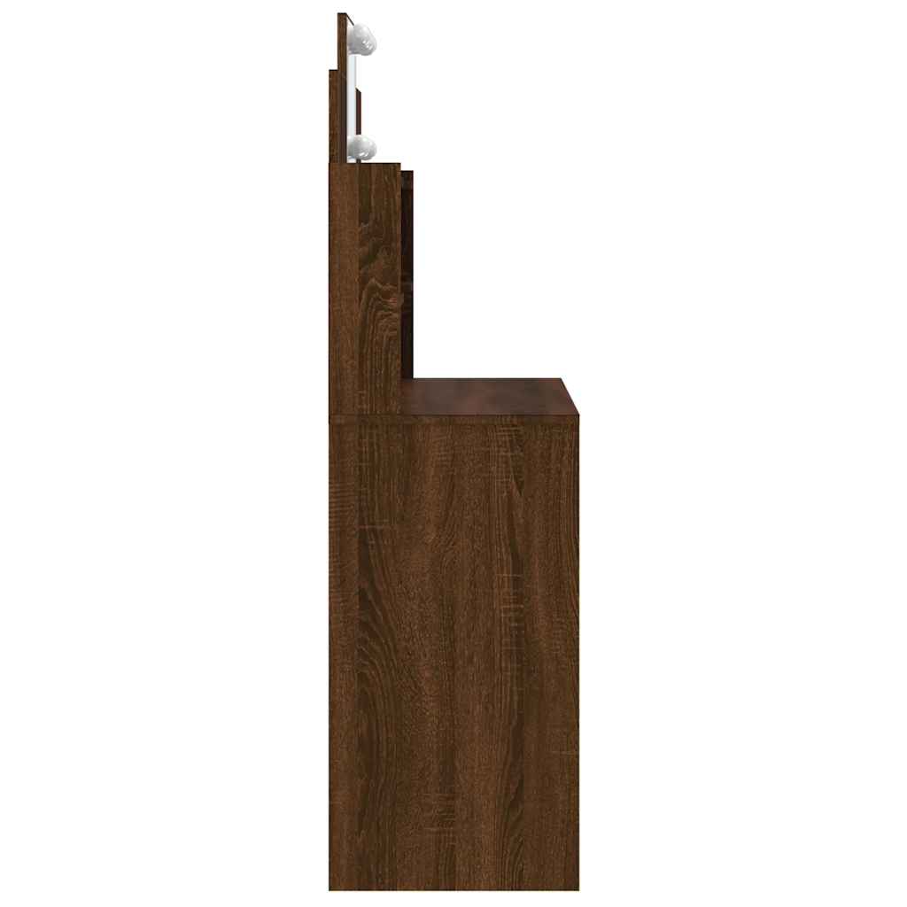 Kaptafel met LED-verlichting 96x40x142 cm bruin eikenkleur is nu te koop bij PeponiXL, paradijselijk wonen!
