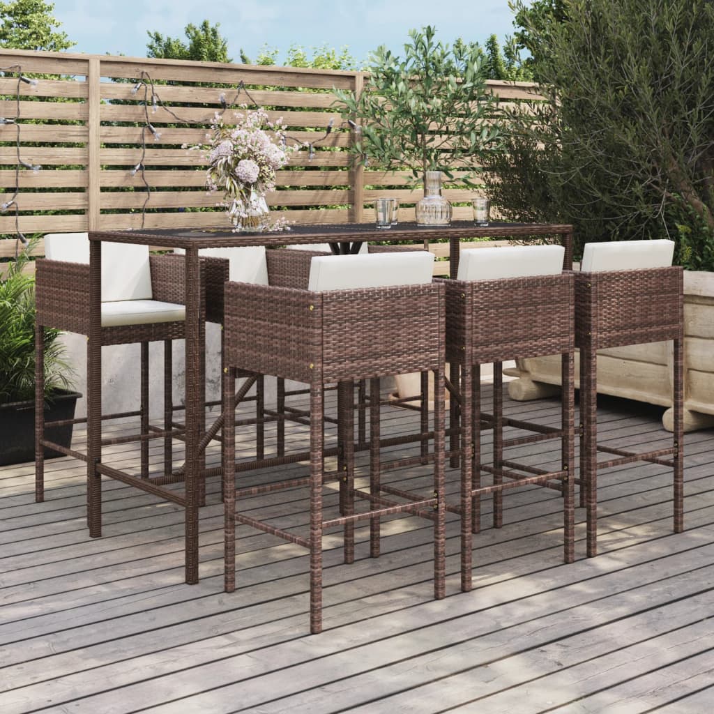 7-delige Tuinbarset met kussens poly rattan bruin is nu te koop bij PeponiXL, paradijselijk wonen!