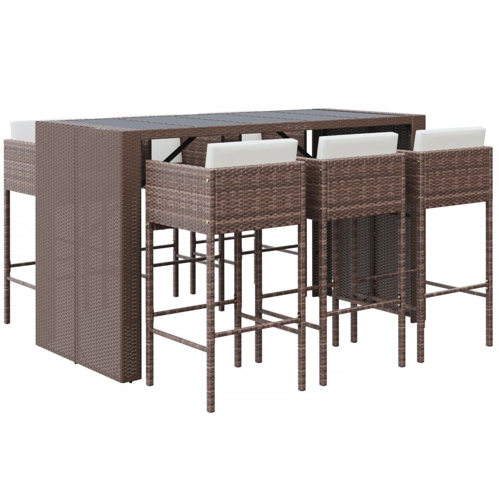 7-delige Tuinbarset met kussens poly rattan bruin is nu te koop bij PeponiXL, paradijselijk wonen!