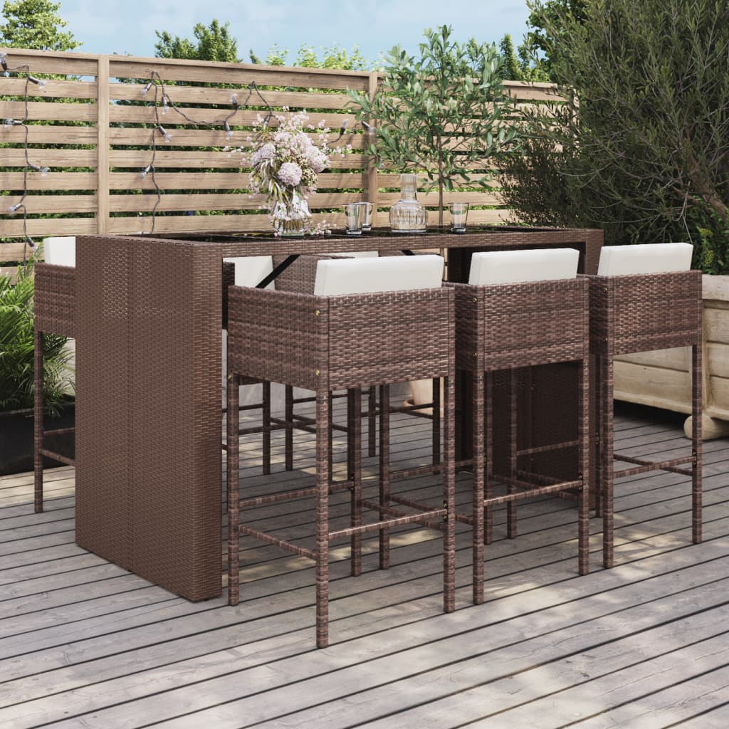 7-delige Tuinbarset met kussens poly rattan bruin is nu te koop bij PeponiXL, paradijselijk wonen!